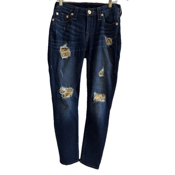 True Religion Jean women Curvy Skinny size 27 With Gold Sequin, tayler swift, - Picture 1 of 16